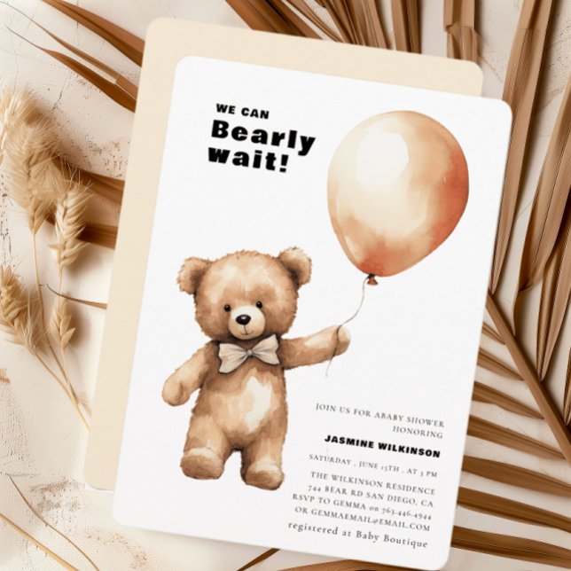 Bearly wait gender neutral baby shower Invitation (Creator Uploaded)