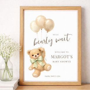 Bearly Wait Gender Neutral Baby Shower Welcome Poster