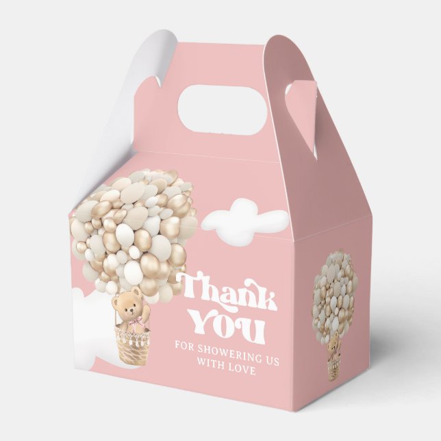 Bearly Wait Girl Bear Balloon Baby Shower Favour Box (Front Side)