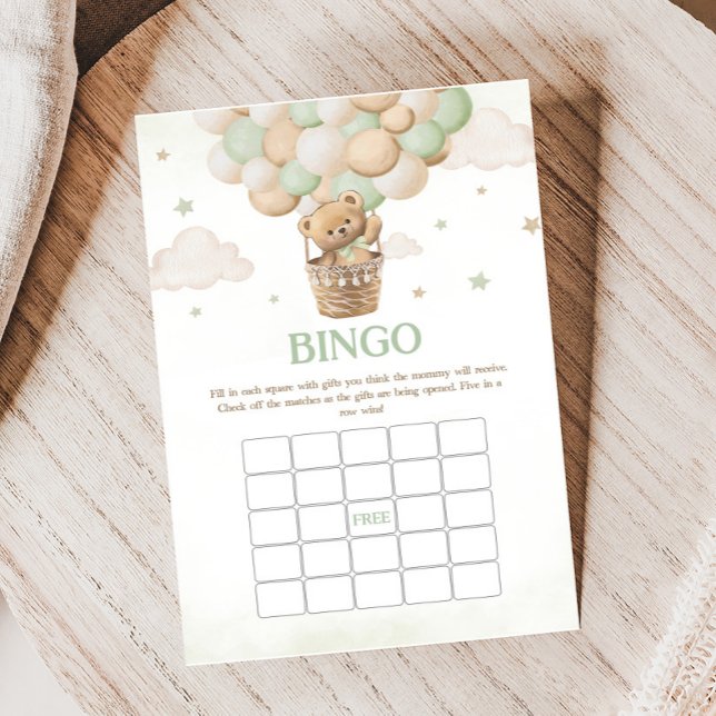 Bearly Wait Green Bear Baby Shower Bingo Game (Bearly Wait Bear Baby Shower Bingo Game)