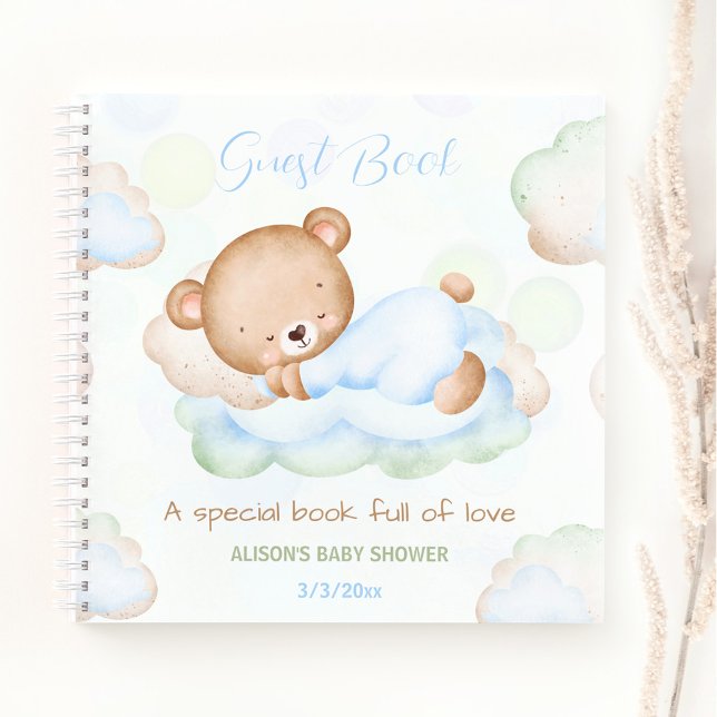 Bearly Wait Green Blue Boy Baby shower Guest Book (Bearly Wait Green Blue Boy Baby shower Guest Book)