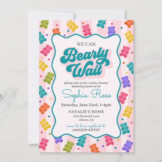 Bearly Wait Gummy Bear Baby Shower Invitation (Front)