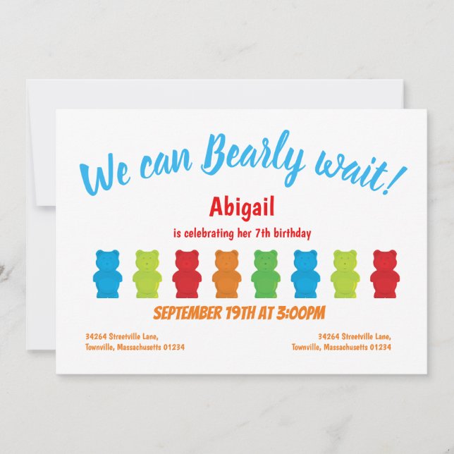 Bearly Wait Gummy Bear Kid’s Birthday Invitation (Front)