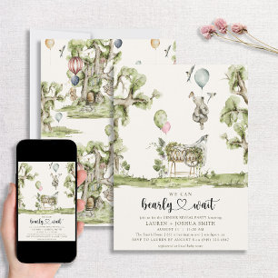Bearly Wait Heart Gender Reveal Party Invitation