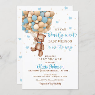 Bearly Wait Hot Air Balloon Baby Shower (Boy) Invitation