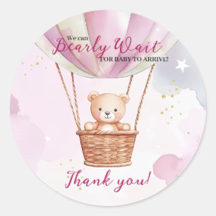 Bearly Wait Hot Air Balloon Baby Shower Classic Round Sticker