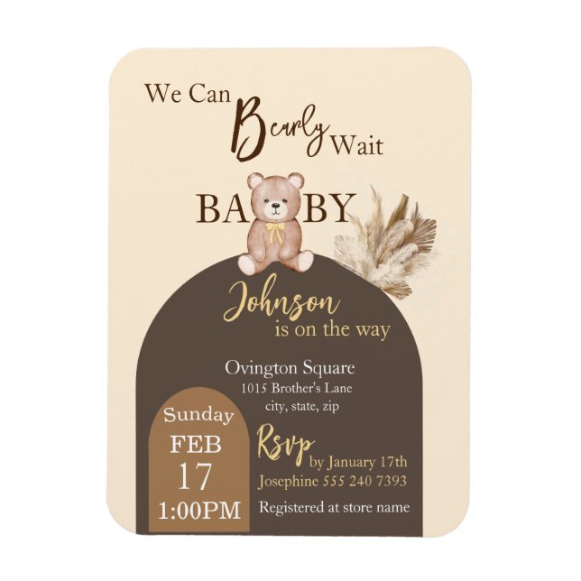 Bearly Wait Invitation Magnet (Vertical)