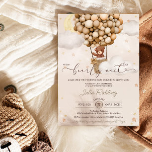 Bearly Wait Neutral Air Balloon Teddy Baby Shower Invitation