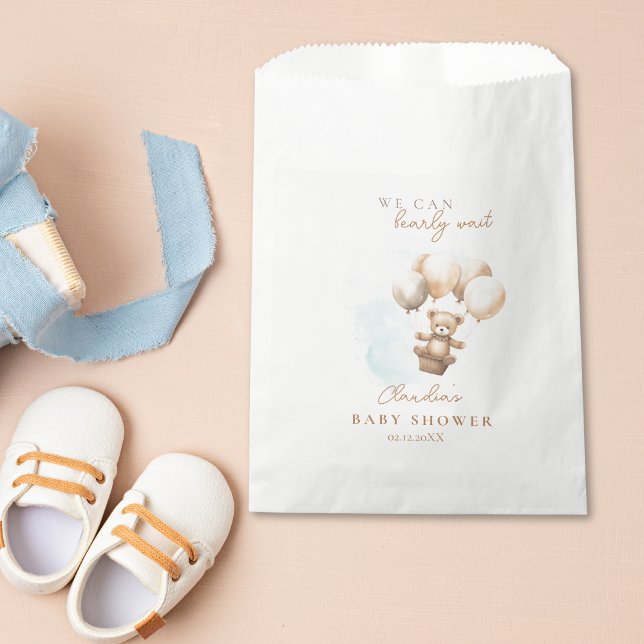 Bearly Wait Neutral Baby Shower Favour Bag (Bearly Wait Baby Shower Favor Bag)