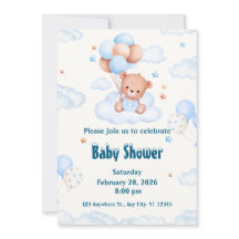 Bearly Wait Neutral, Blue and White Baby Shower In