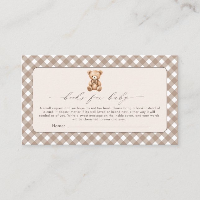 Bearly Wait Neutral Simple Baby Shower  Enclosure Card (Front)