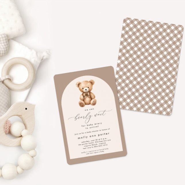 Bearly Wait Neutral Simple Baby Shower Invitation  (Creator Uploaded)