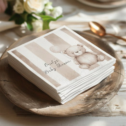 Bearly Wait Neutral Teddy Baby Shower Napkin