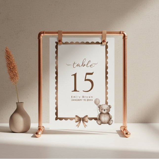 Bearly Wait Neutral Teddy Baby Shower Table Number (Creator Uploaded)