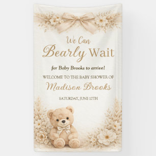 Bearly Wait Neutral Teddy Bear Baby Shower Boho Banner