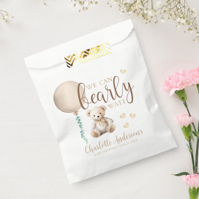 Bearly Wait Neutral Teddy Bear Baby Shower Favour  Favour Bag (Sealed)
