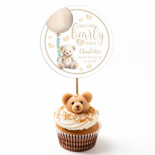 Bearly Wait Neutral Teddy Bear Baby Shower Sticker