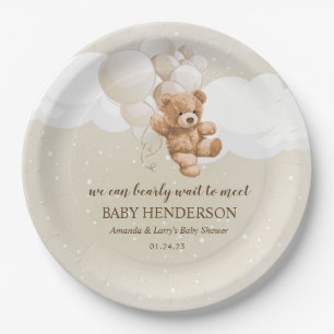 Bearly Wait Neutral Teddy Bear Paper Plate