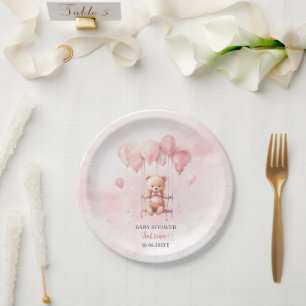Bearly Wait Pink baby shower Paper Plate