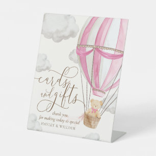 Bearly Wait Pink Cards and Gifts Baby Shower Pedestal Sign