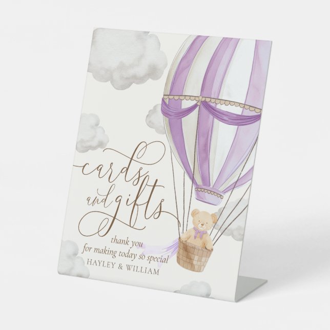 Bearly Wait Pink Cards and Gifts Baby Shower Pedestal Sign (Front)