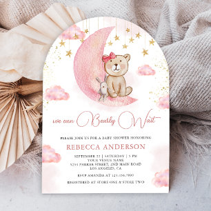Bearly Wait Pink Teddy Bear Arch Baby Shower Invitation