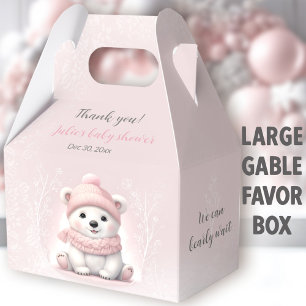 Bearly Wait Polar Bear Pink Baby Shower Large Favour Box