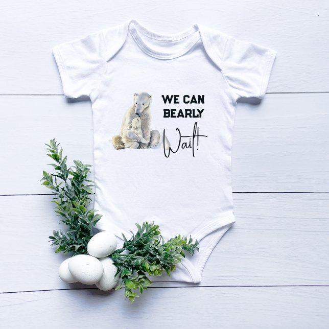 Bearly Wait Polar Bear Pink Girl Baby Shower Baby Bodysuit (Creator Uploaded)