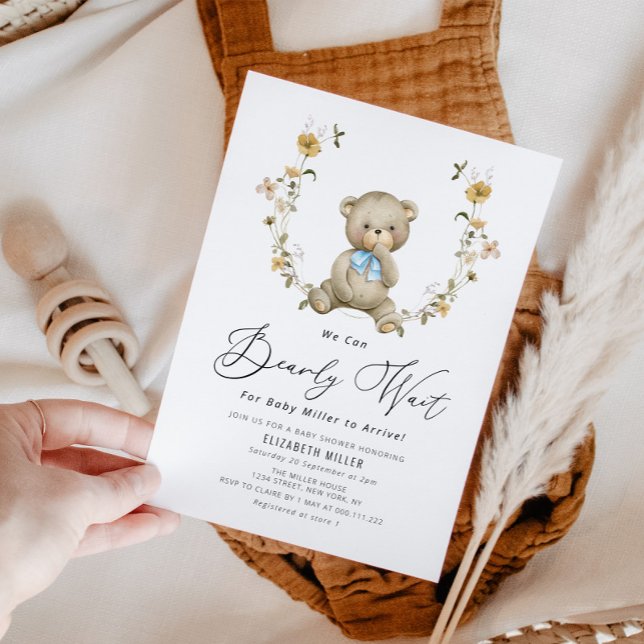 bearly wait rustic floral baby shower invitation (Creator Uploaded)