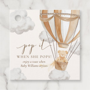 Bearly Wait Tan Teddy Bear Pop It When She Pops Favour Tags