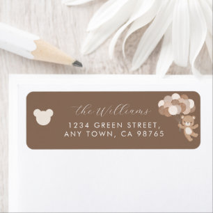 Bearly Wait Taupe Teddy Bear Minimalist Return Address Label