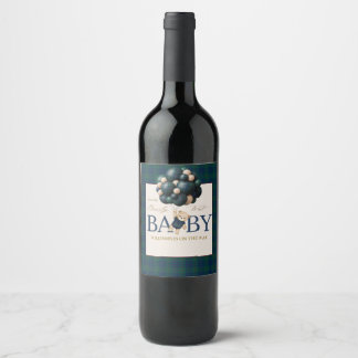 Bearly Wait Teddy Balloon Baby Shower books Wine Label