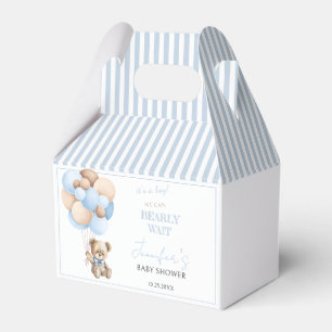 Bearly wait teddy bear baby boy shower favour box