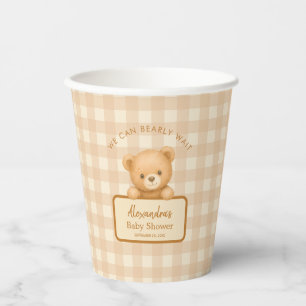 Bearly Wait Teddy Bear Baby Shower Brown Gingham Paper Cups