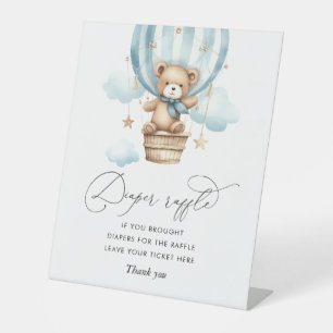 bearly wait teddy bear baby shower diaper raffle   pedestal sign