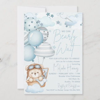 Bearly Wait Teddy Bear Baby Shower Invitation