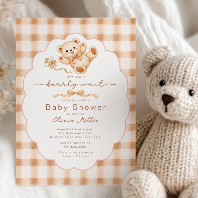 Bearly Wait Teddy Bear Baby Shower Invite (Creator Uploaded)