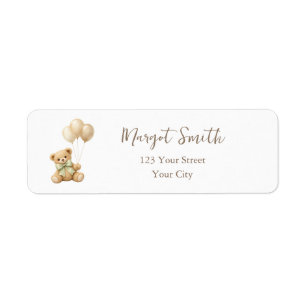 Bearly Wait Teddy Bear Baby Shower Return Address Label