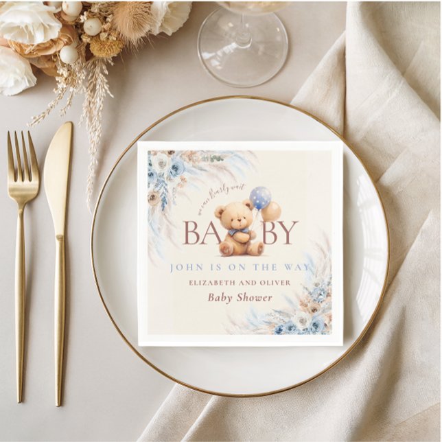 Bearly Wait Teddy Bear Baby Shower Table Design Napkin (Creator Uploaded)