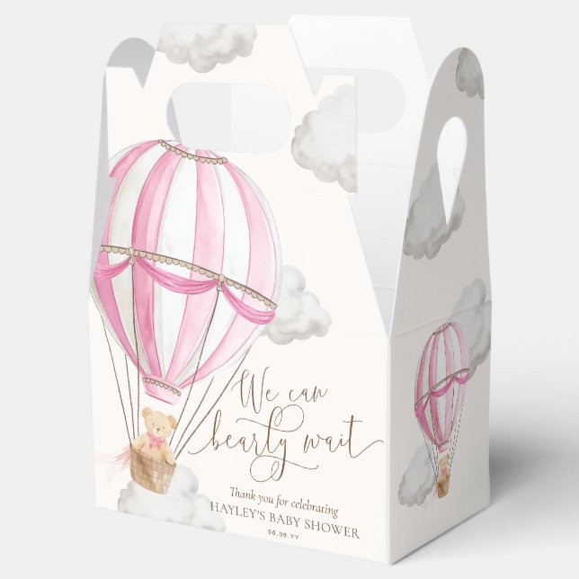 Bearly Wait Teddy Bear Hot Air Balloon Baby Shower Favour Box (Opened)