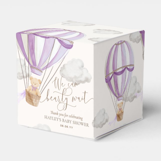 Bearly Wait Teddy Bear Hot Air Balloon Baby Shower Favour Box (Back Side)