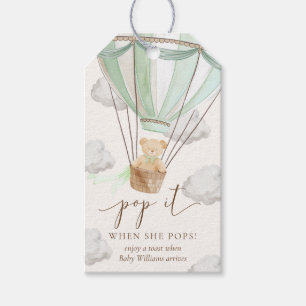 Bearly Wait Teddy Bear Mint Pop It When She Pops Gift Tags