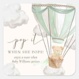Bearly Wait Teddy Bear Mint Pop It When She Pops Square Sticker