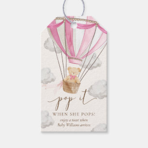 Bearly Wait Teddy Bear Pink Pop It When She Pops Gift Tags