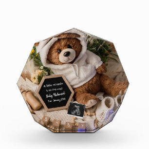 Bearly Wait Teddy Bear Pregnancy Announcement gift Photo Block