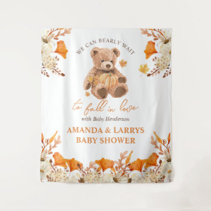 Bearly Wait to Fall In Love Baby Shower Backdrop Tapestry