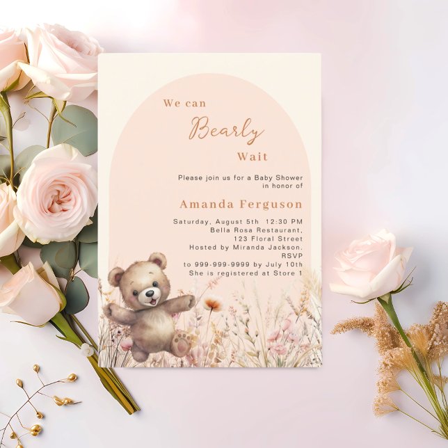 Bearly wait wildflower arch Baby Shower invitation (Creator Uploaded)