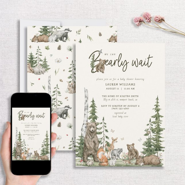 Bearly Wait Woodland Animals Baby Shower  Invitation (Creator Uploaded)