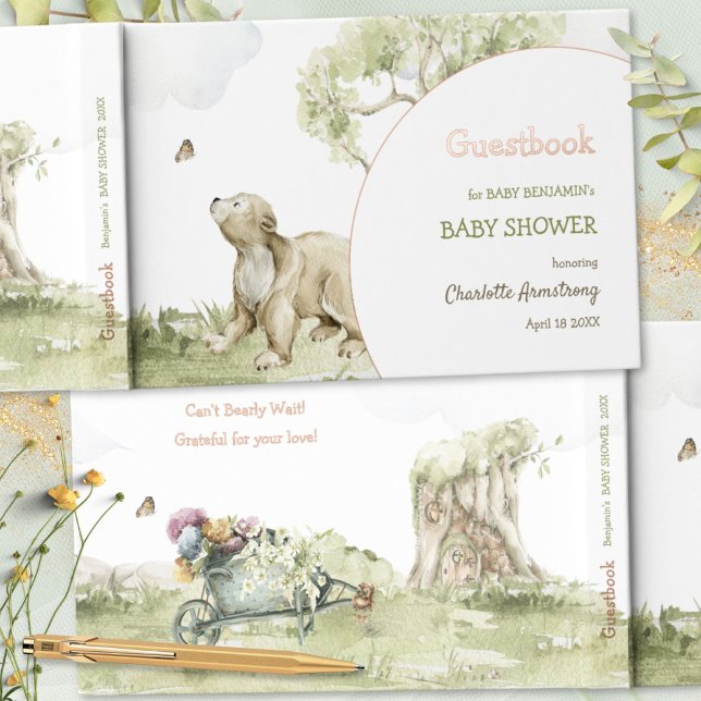 Bearly Wait Woodland Baby Shower Guest Book (Bearly Wait Woodland Baby Shower Foil Guest Book ©Susanne Sachers - Sunny Mind 🌞)