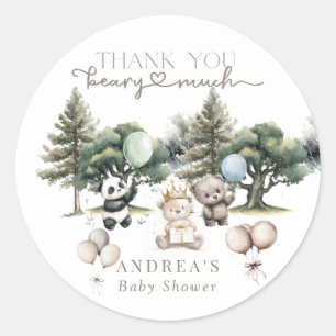 Bearly Wait Woodland Bear Baby Shower  Classic Round Sticker